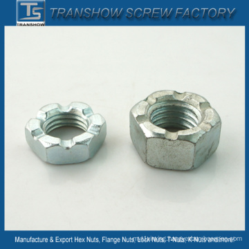 Galvanized Mild Steel Hex Nut Slotted